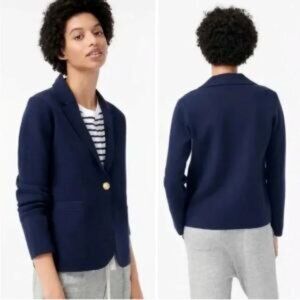 J. Crew  Camille Shrunken Sweater Blazer Size XS Navy Blue Academia Work Preppy